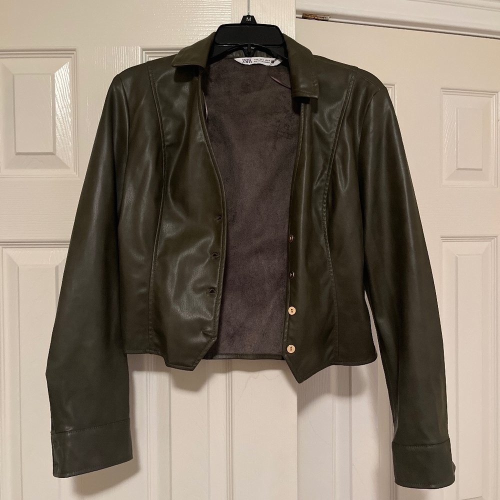 Faux Leather Green Zara Jacket (medium)